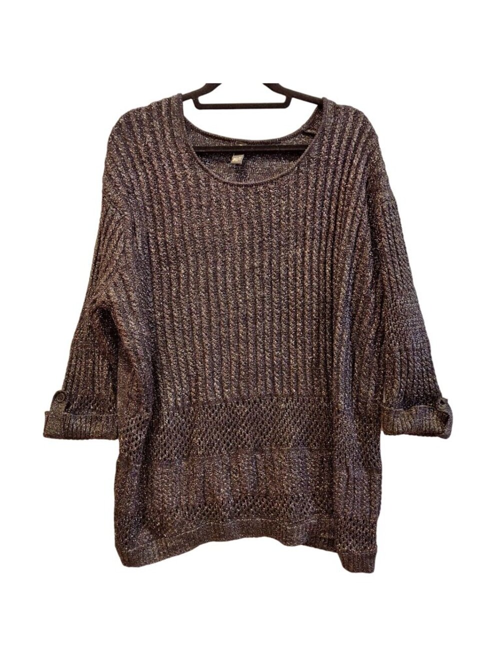 GNW Sweater Women's Plus 2X Black glitzy soft round Neck sparkly party office
